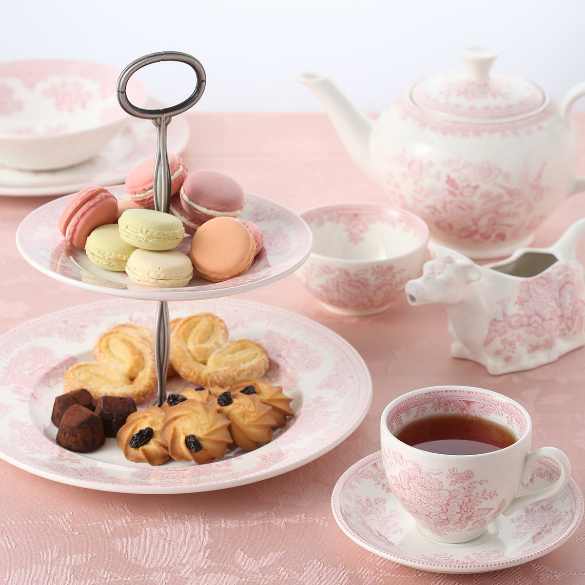 バーレイ ピンクアジアティックフェザンツ プレート 25.5cm