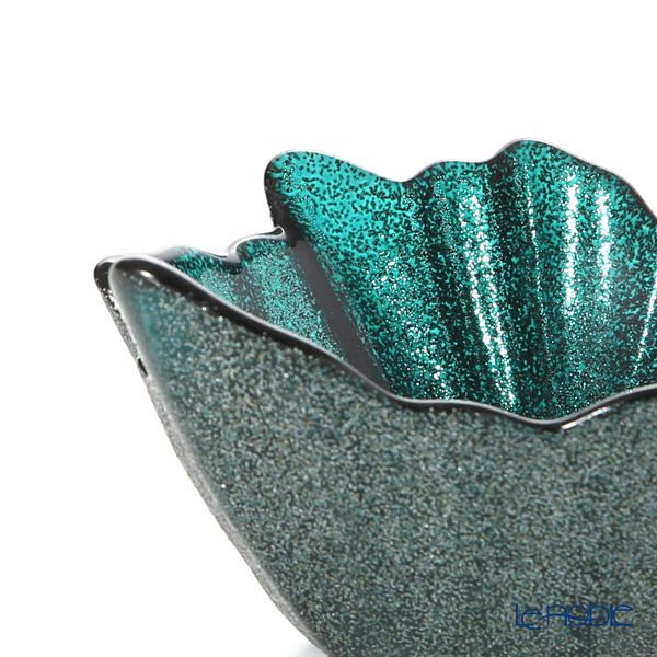 Vetro Felice ヴェトロ フェリーチェ グリッター リーフボウル 14cm ピーコックグリーン