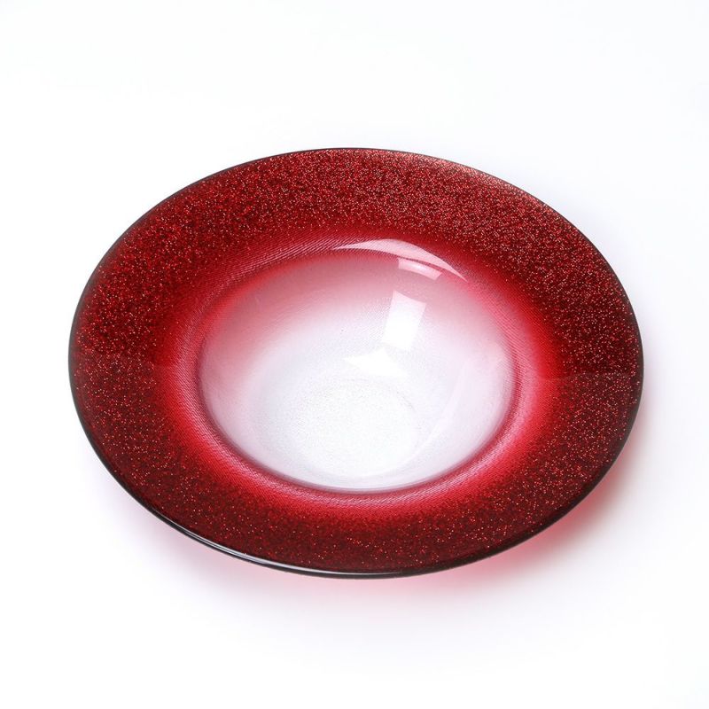 Vetro Felice ヴェトロ フェリーチェ グリッター リムボウル 19.5cm レッド＆クリア