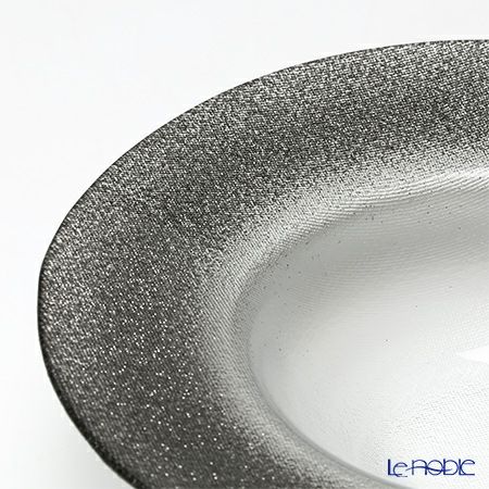 Vetro Felice ヴェトロ フェリーチェ グリッター リムボウル 19.5cm ダークグレイ＆クリア