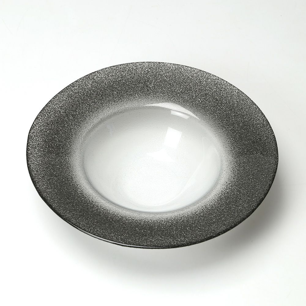 Vetro Felice ヴェトロ フェリーチェ グリッター リムボウル 19.5cm ダークグレイ＆クリア