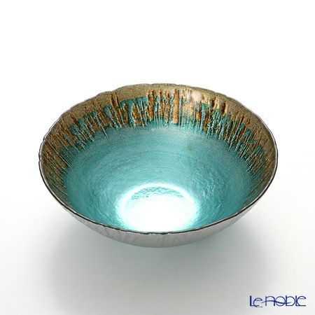 Vetro Felice ヴェトロ フェリーチェ フラッシュ ボウル 17cm ターコイズブルー＆ゴールド