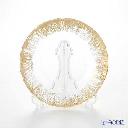 Vetro Felice ヴェトロ フェリーチェ フラッシュ プレート 21.5cm クリア＆ゴールド