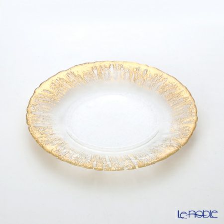 Vetro Felice ヴェトロ フェリーチェ フラッシュ プレート 21.5cm クリア＆ゴールド