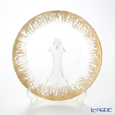Vetro Felice ヴェトロ フェリーチェ フラッシュ プレート 28cm クリア＆ゴールド