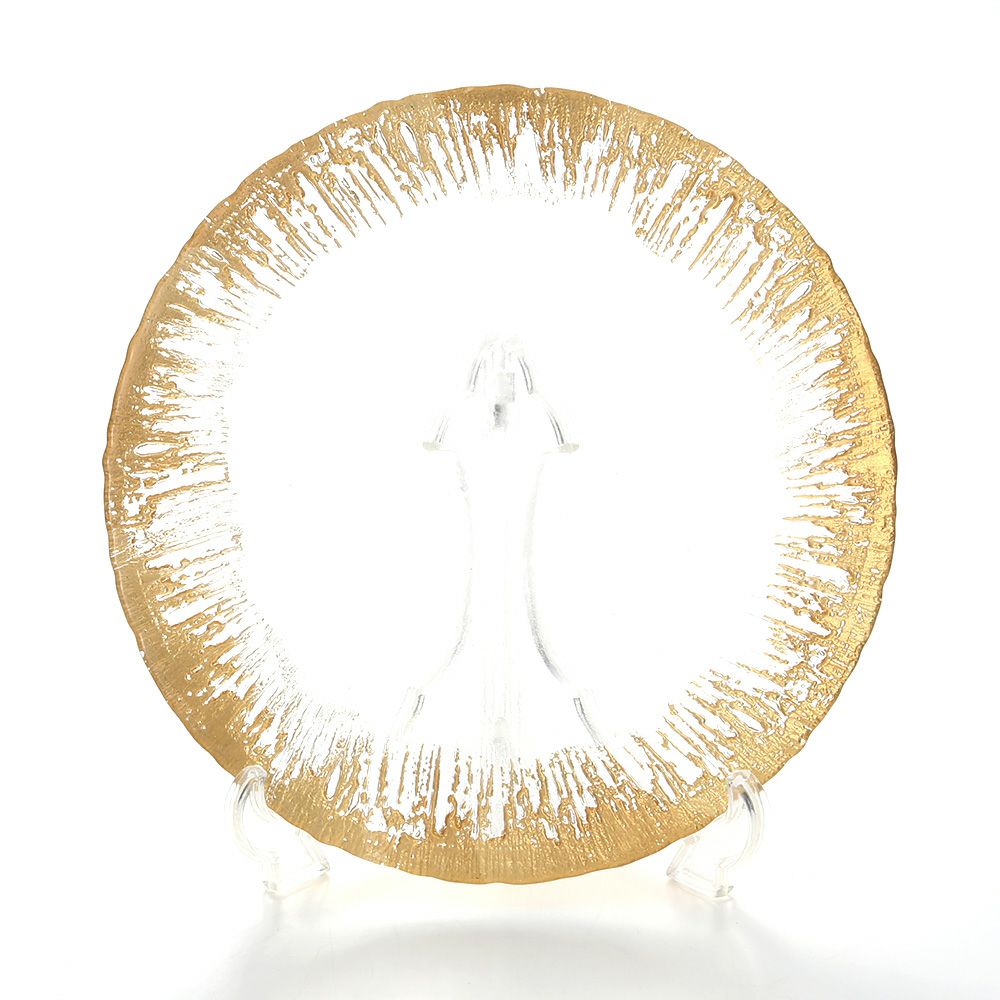 Vetro Felice ヴェトロ フェリーチェ フラッシュ プレート 28cm クリア＆ゴールド