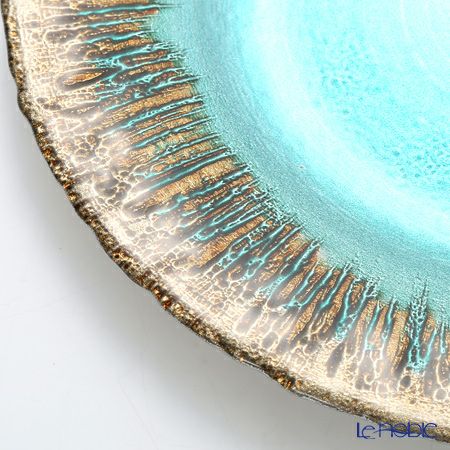 Vetro Felice ヴェトロ フェリーチェ フラッシュ プレート 28cm ターコイズブルー＆ゴールド