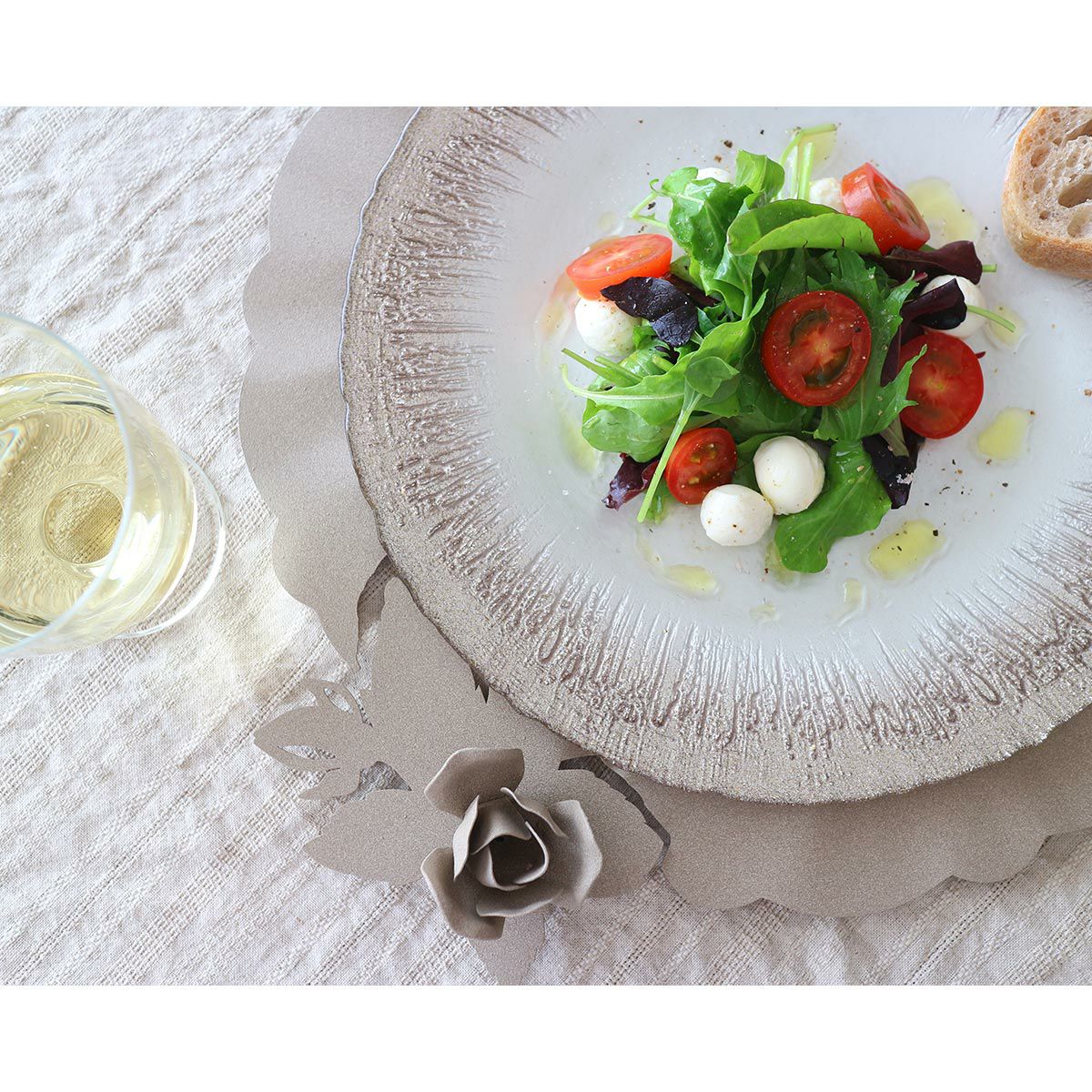 Vetro Felice ヴェトロ フェリーチェ フラッシュ プレート 28cm ホワイトパール＆ジンジャー