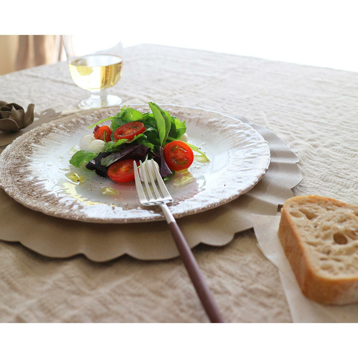 Vetro Felice ヴェトロ フェリーチェ フラッシュ プレート 28cm ホワイトパール＆ジンジャー