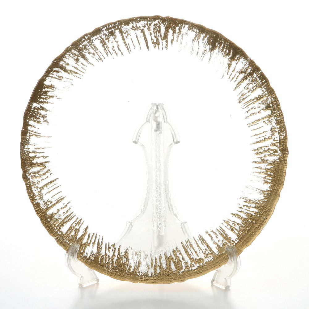 Vetro Felice ヴェトロ フェリーチェ フラッシュ プレート 33cm クリア＆ゴールド
