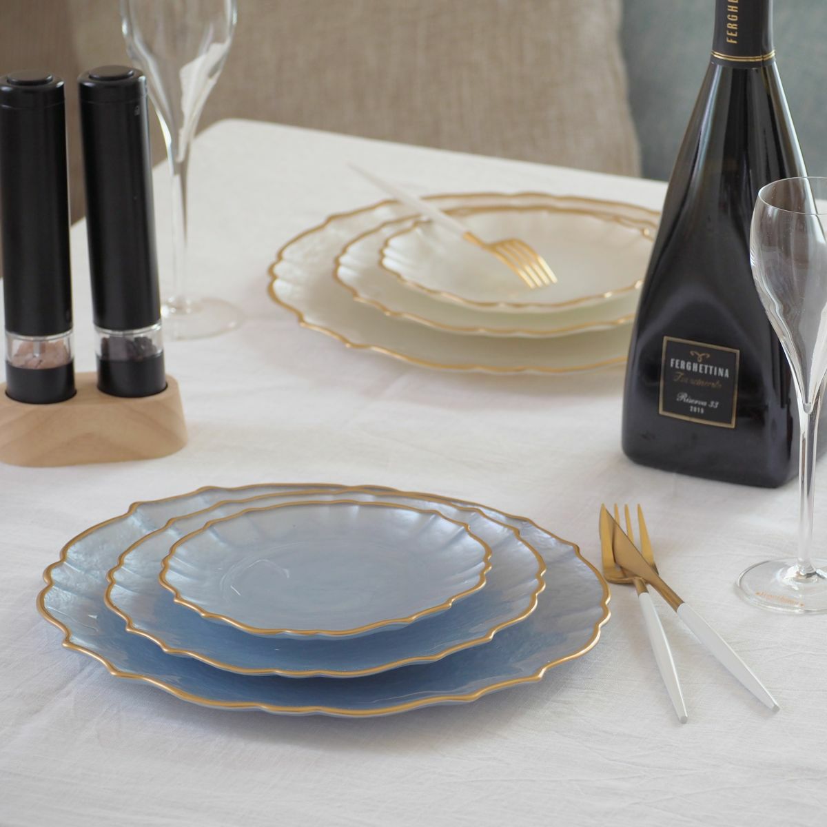 Vetro Felice ヴェトロ フェリーチェ パールクイーン プレート 21cm ブルー 356721