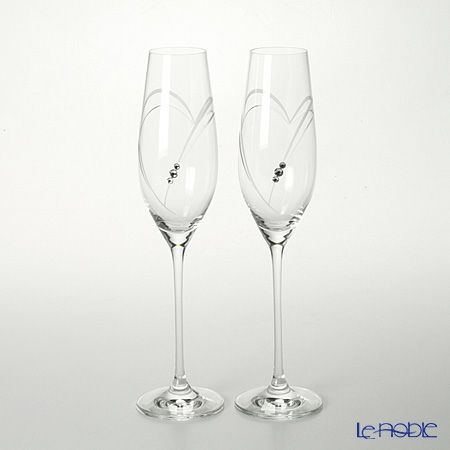 ストラス with SWAROVSKI ELEMENTS ハート イン ハート シャンパン 210ml ペア【ル・ノーブルオリジナル企画商品】