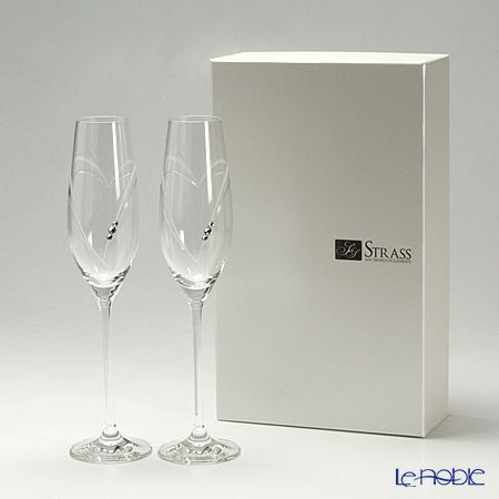 ストラス with SWAROVSKI ELEMENTS ハート イン ハート シャンパン 210ml ペア【ル・ノーブルオリジナル企画商品】