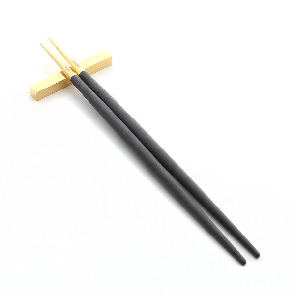 クチポール ゴア GOA ブラック／ゴールド 箸+箸置セット 22cm マット仕上げ