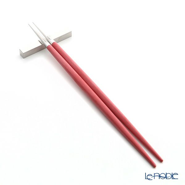 クチポール ゴア GOA レッド／シルバー マット仕上げ 箸+箸置セット 22cm