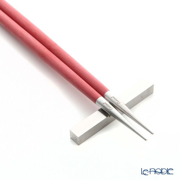 クチポール ゴア GOA レッド／シルバー マット仕上げ 箸+箸置セット 22cm