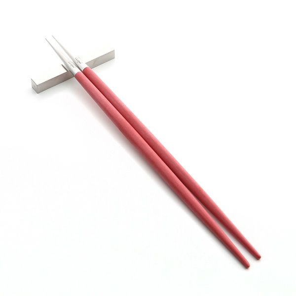 クチポール ゴア GOA レッド／シルバー マット仕上げ 箸+箸置セット 22cm