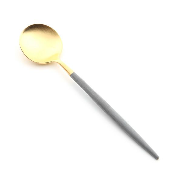 クチポール ゴア GOA グレー／ゴールド デザートスプーン 18cm マット仕上げ