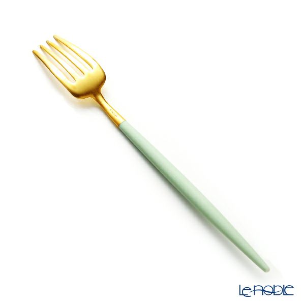 クチポール ゴア GOA セラドン／ゴールド デザートフォーク 18.5cm マット仕上げ