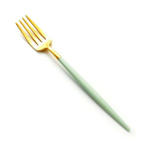 クチポール ゴア GOA セラドン／ゴールド デザートフォーク 18.5cm マット仕上げ