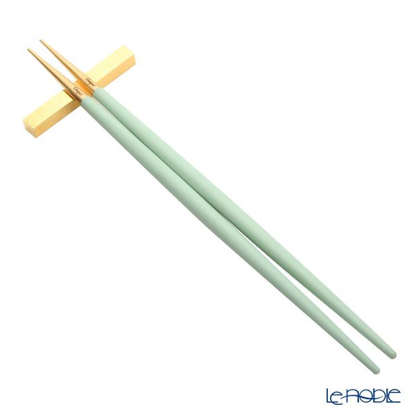 クチポール ゴア GOA セラドン／ゴールド 箸+箸置セット 22cm マット仕上げ