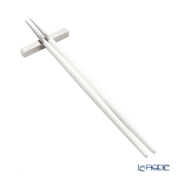 クチポール ゴア GOA ホワイト／シルバー 箸+箸置セット 22cm マット仕上げ