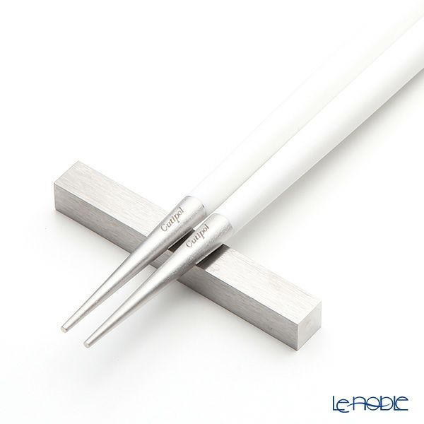 クチポール ゴア GOA ホワイト／シルバー 箸+箸置セット 22cm マット仕上げ