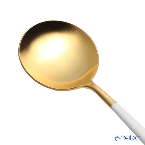 クチポール ゴア GOA ホワイト／ゴールド サービングスプーン 26.5cm マット仕上げ