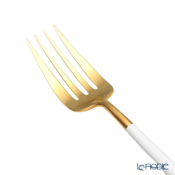 クチポール ゴア GOA ホワイト／ゴールド サービングフォーク 27cm マット仕上げ