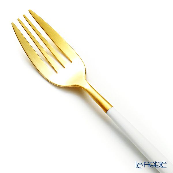 クチポール ミオ MIO ホワイト／ゴールド テーブルフォーク 21.5cm マット仕上げ