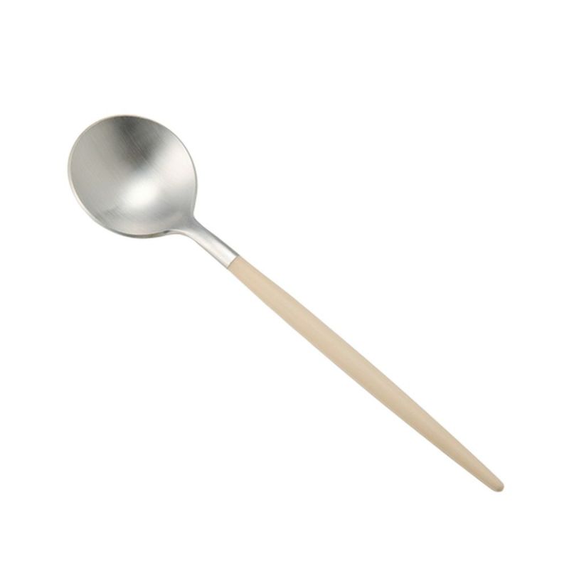 クチポール ゴア GOA アイボリー／シルバー コーヒー／ティースプーン 13cm マット仕上げ