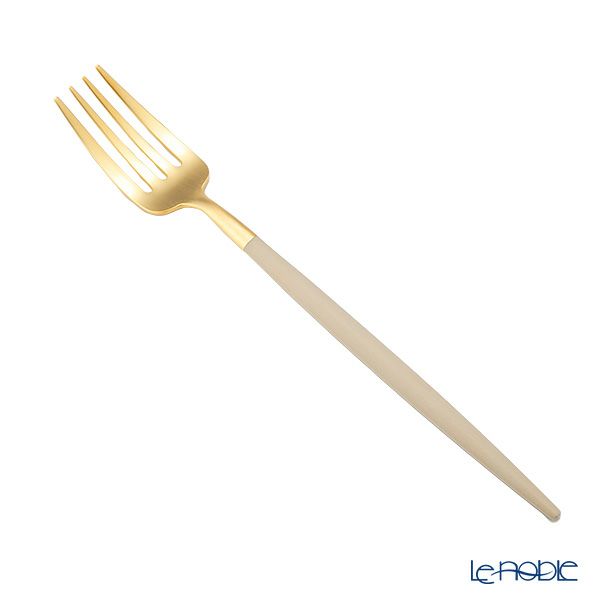 クチポール ゴア GOA アイボリー／ゴールド デザートフォーク 18.5cm マット仕上げ