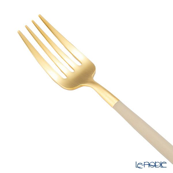 クチポール ゴア GOA アイボリー／ゴールド デザートフォーク 18.5cm マット仕上げ
