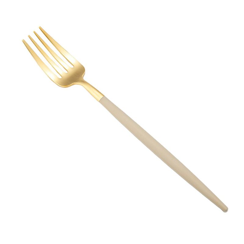 クチポール ゴア GOA アイボリー／ゴールド デザートフォーク 18.5cm マット仕上げ