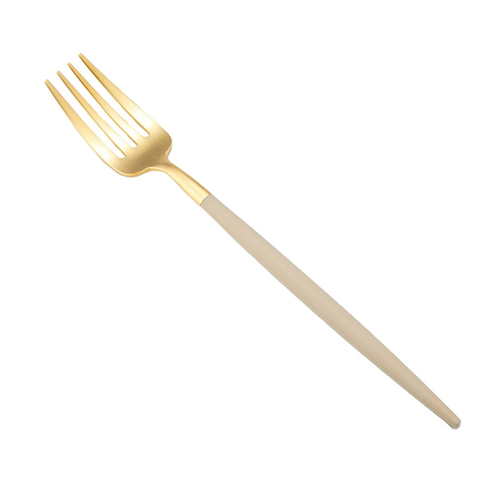クチポール ゴア GOA アイボリー／ゴールド デザートフォーク 18.5cm マット仕上げ