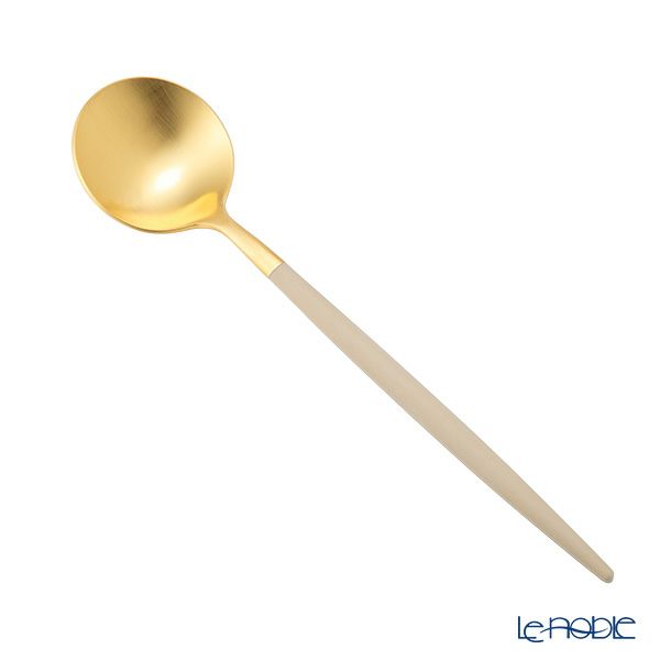 クチポール ゴア GOA アイボリー／ゴールド デザートスプーン 18cm マット仕上げ