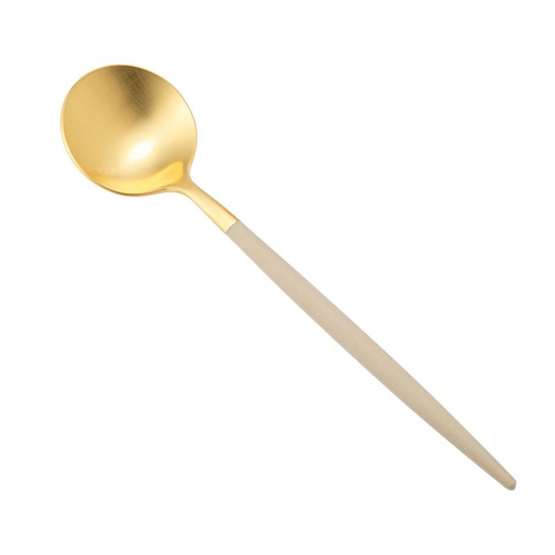 クチポール ゴア GOA アイボリー／ゴールド デザートスプーン 18cm マット仕上げ