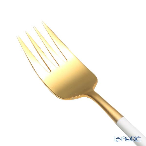クチポール ナウ NAU ホワイト／ゴールド テーブルフォーク／ディナーフォーク 21.5cm マット仕上げ