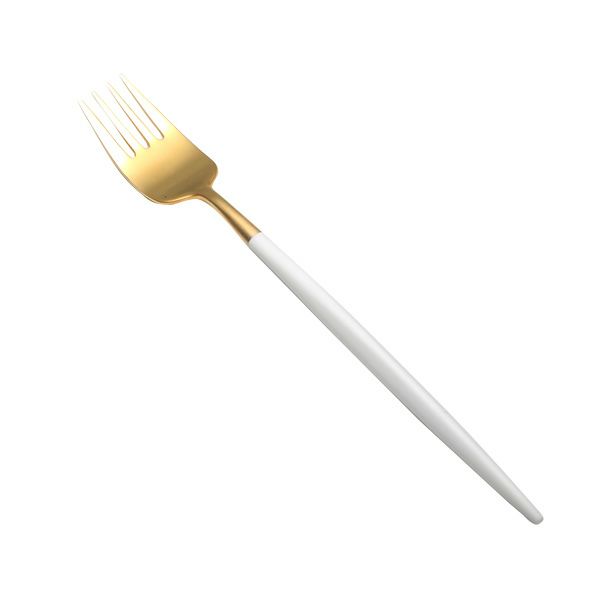 クチポール ナウ NAU ホワイト／ゴールド デザートフォーク 18.5cm マット仕上げ