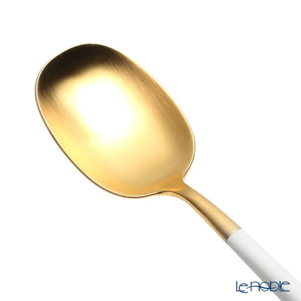 クチポール ナウ NAU ホワイト／ゴールド デザートスプーン 18.5cm マット仕上げ