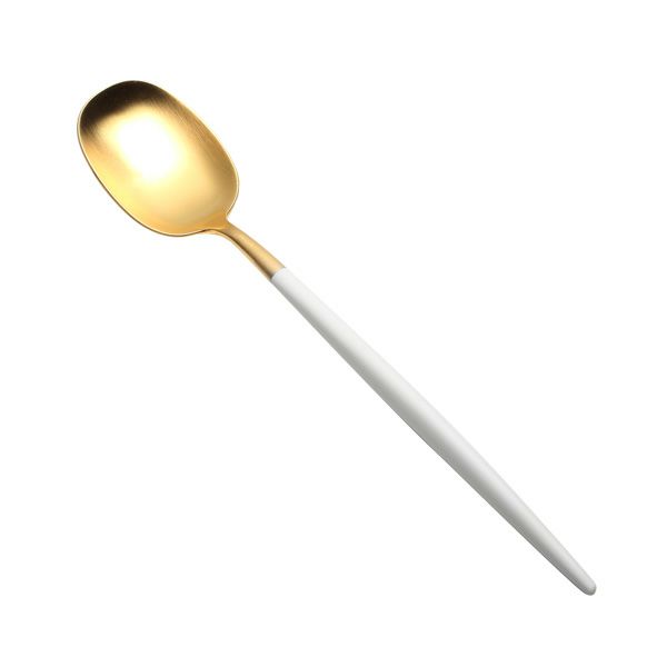 クチポール ナウ NAU ホワイト／ゴールド デザートスプーン 18.5cm マット仕上げ