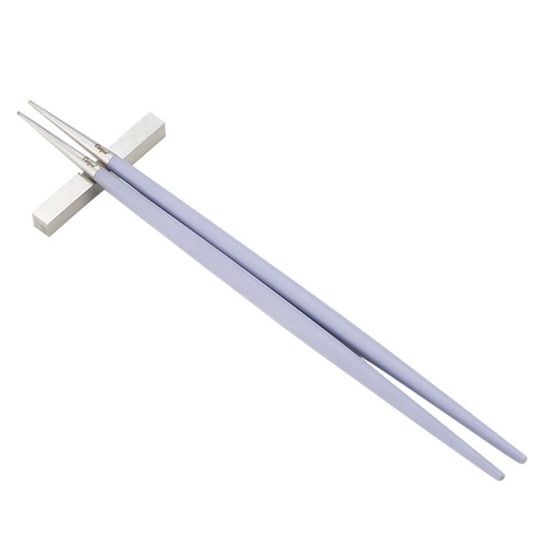 クチポール ゴア GOA バイオレット／シルバー 箸+箸置セット 22cm マット仕上げ