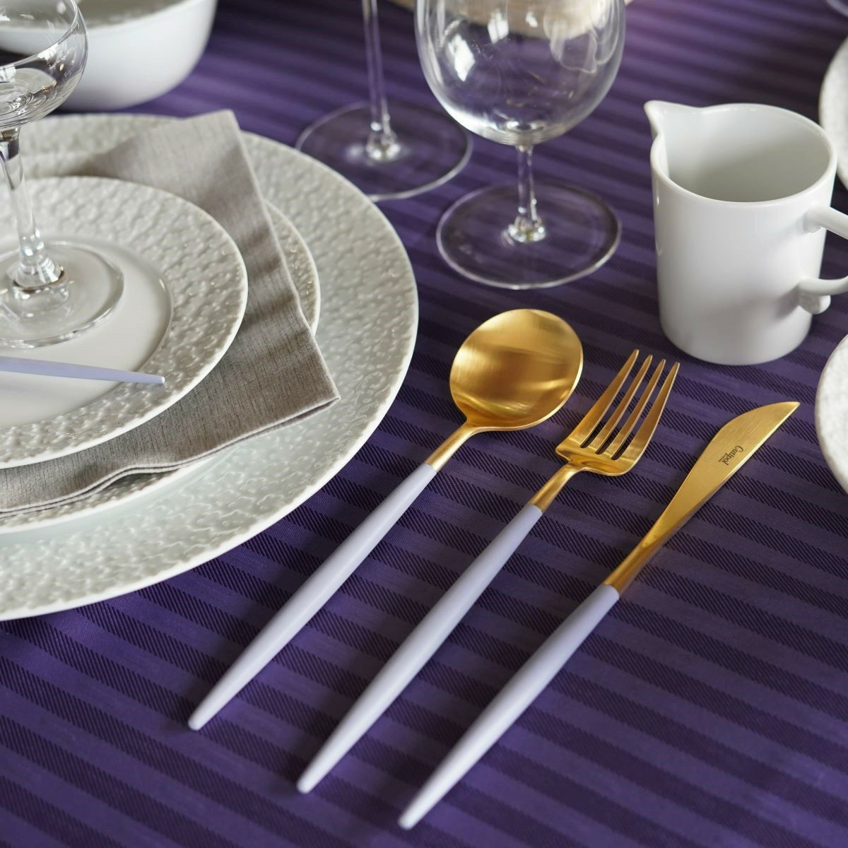 クチポール ゴア GOA バイオレット／ゴールド テーブルフォーク 21.5cm マット仕上げ