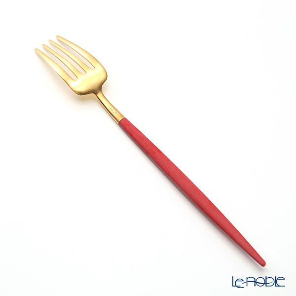 クチポール ゴア GOA レッド／ゴールド マット仕上げ デザートフォーク 18.5cm