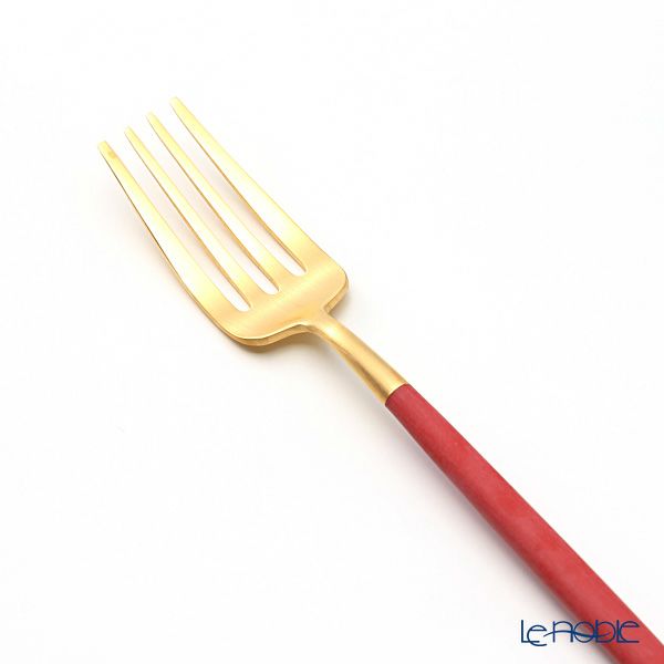 クチポール ゴア GOA レッド／ゴールド マット仕上げ デザートフォーク 18.5cm
