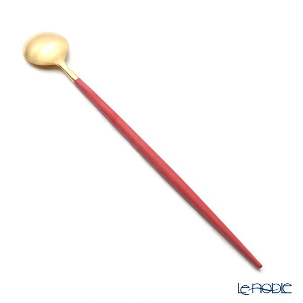 クチポール ゴア GOA レッド／ゴールド マット仕上げ ロングドリンクスプーン 21cm