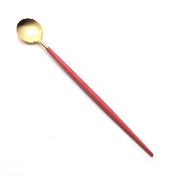 クチポール ゴア GOA レッド／ゴールド マット仕上げ ロングドリンクスプーン 21cm