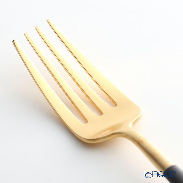 クチポール ゴア GOA ブラック／ゴールド デザートフォーク 18.5cm マット仕上げ