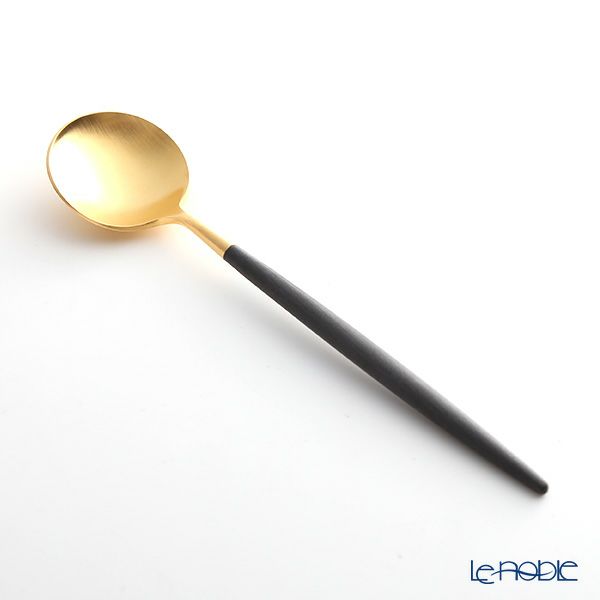 クチポール ゴア GOA ブラック／ゴールド デザートスプーン 18cm マット仕上げ