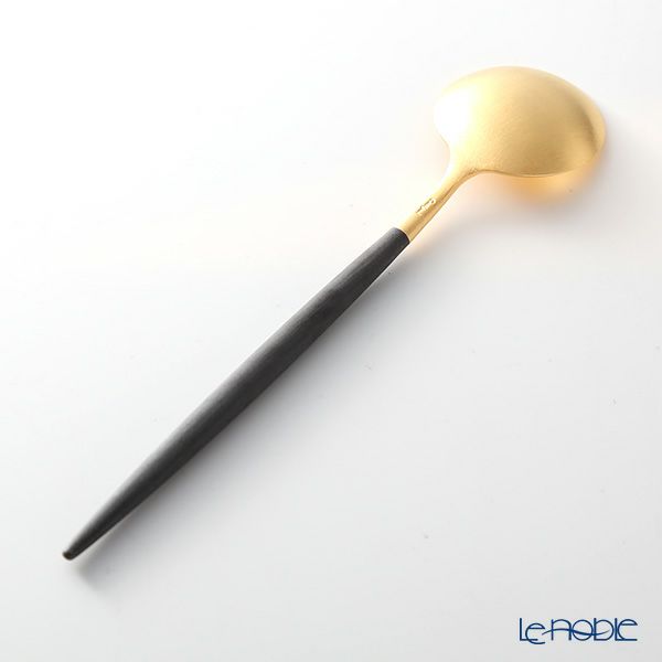 クチポール ゴア GOA ブラック／ゴールド デザートスプーン 18cm マット仕上げ